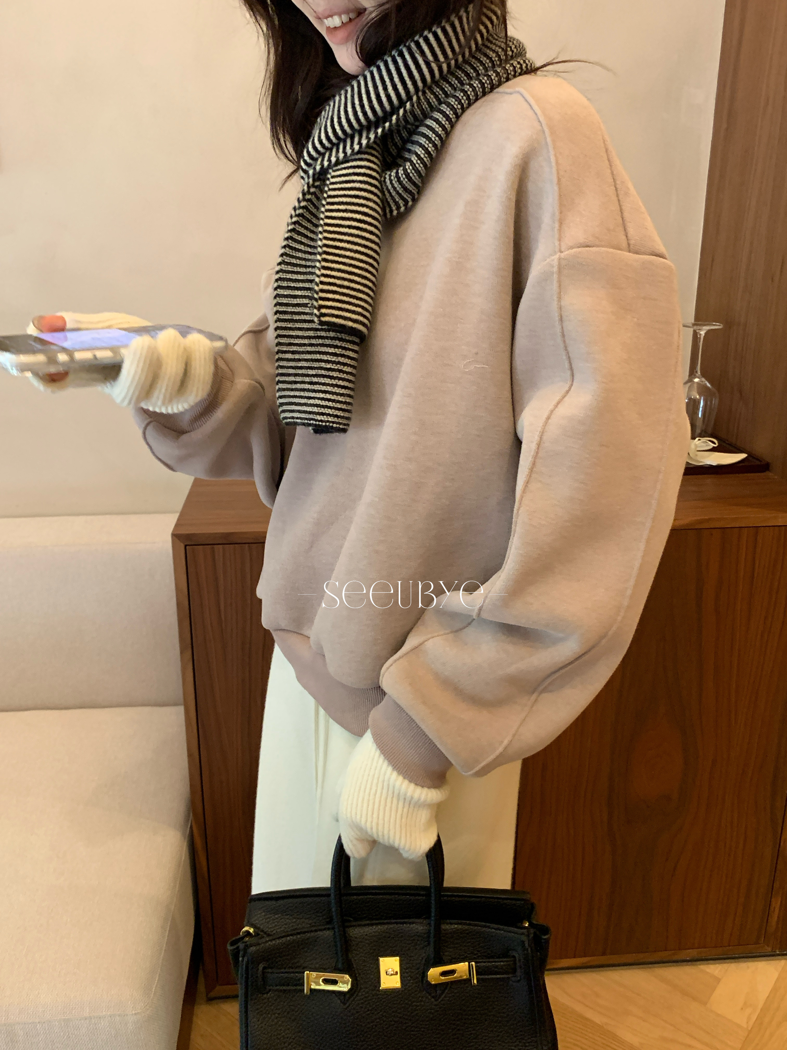 訂製藕粉色加絨hoodie3