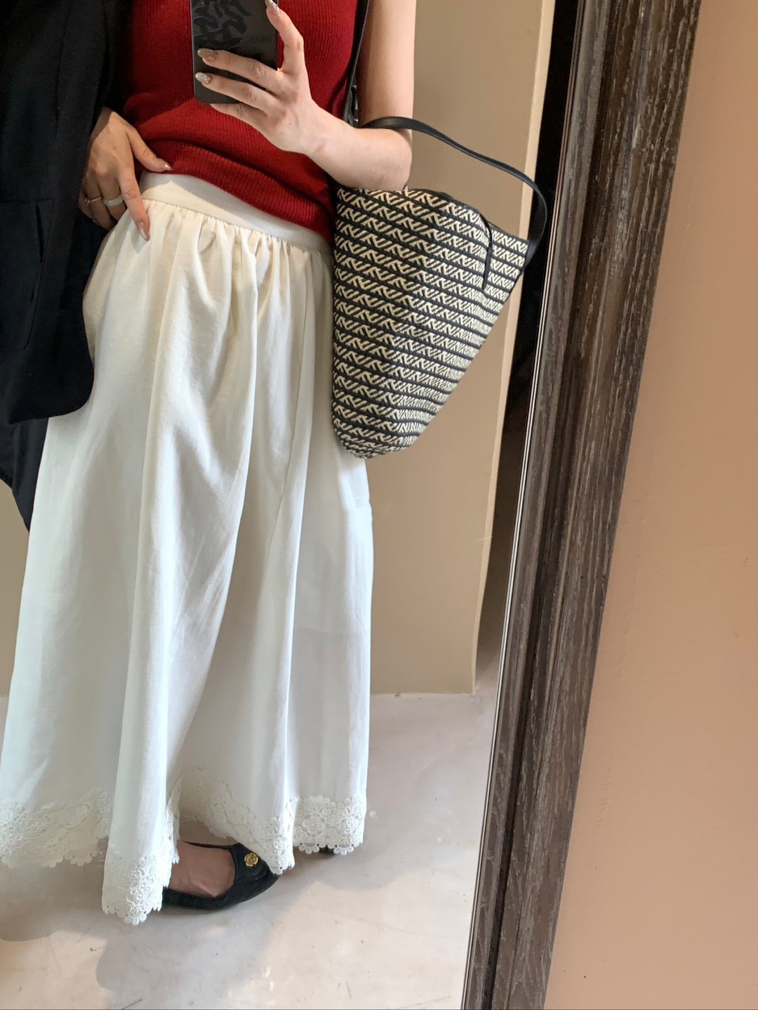 高腰搭了大半期白半裙7