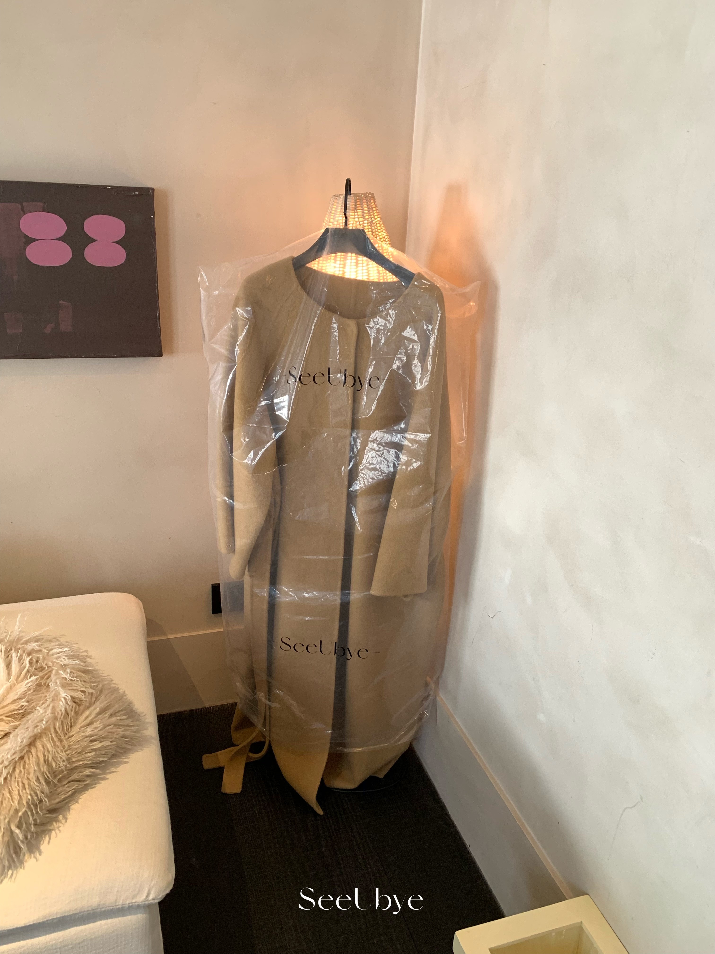 黑標｜帶真狐狸毛湘葉黃雙面手工羊絨大衣8