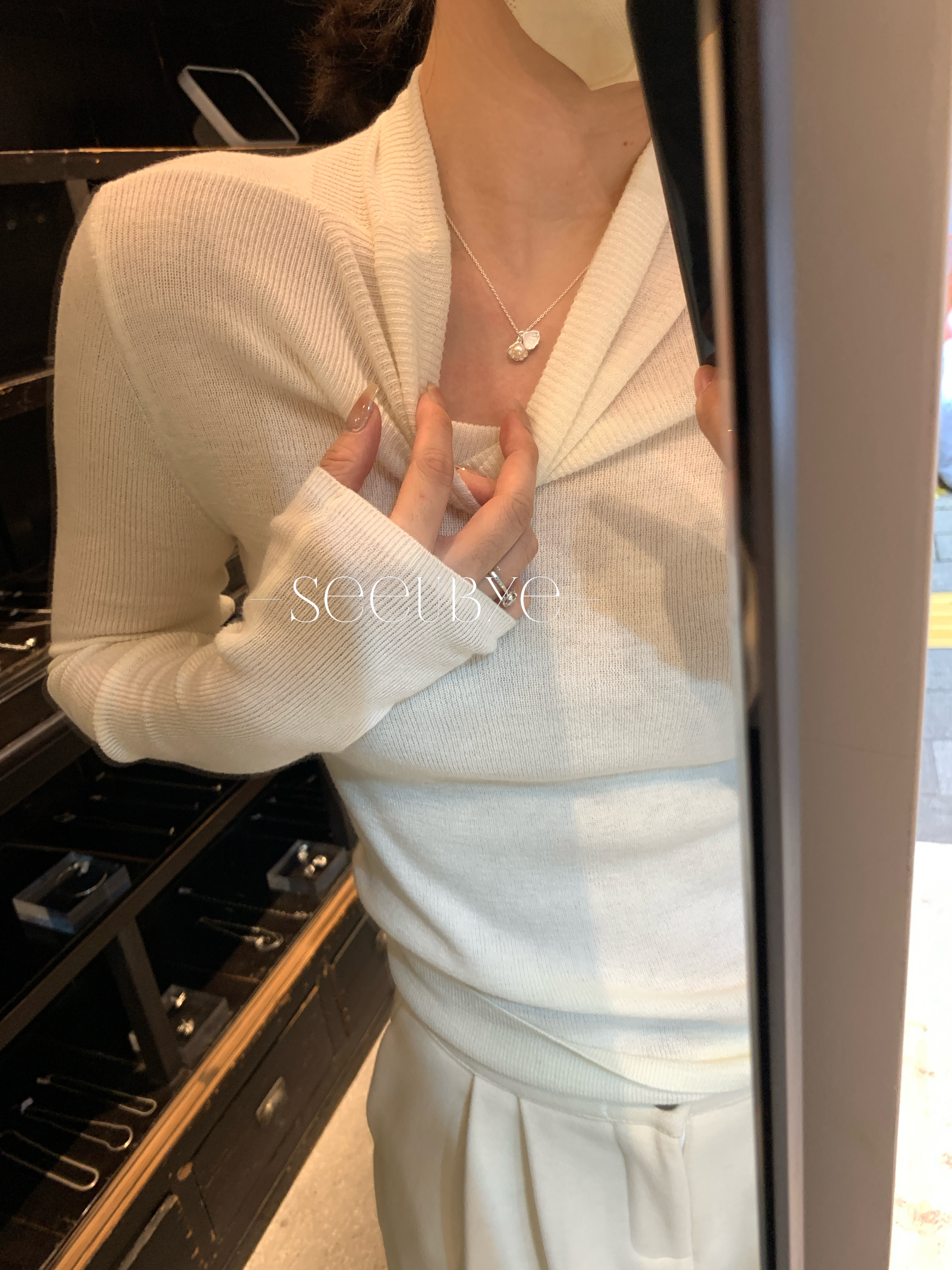 開口真貝珠項鍊｜925純銀超重工5