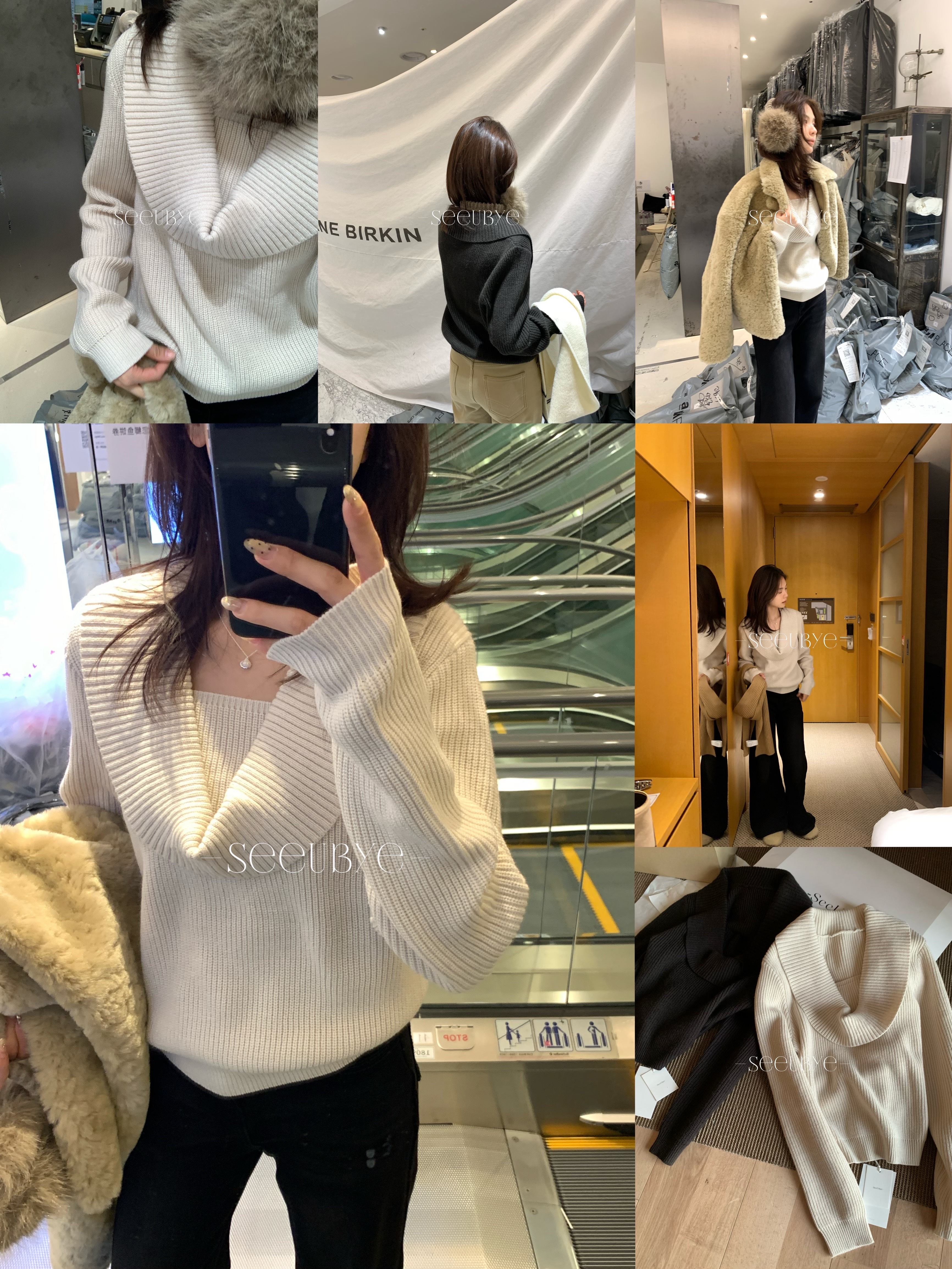 一件柔霧turn down collar 毛衣4