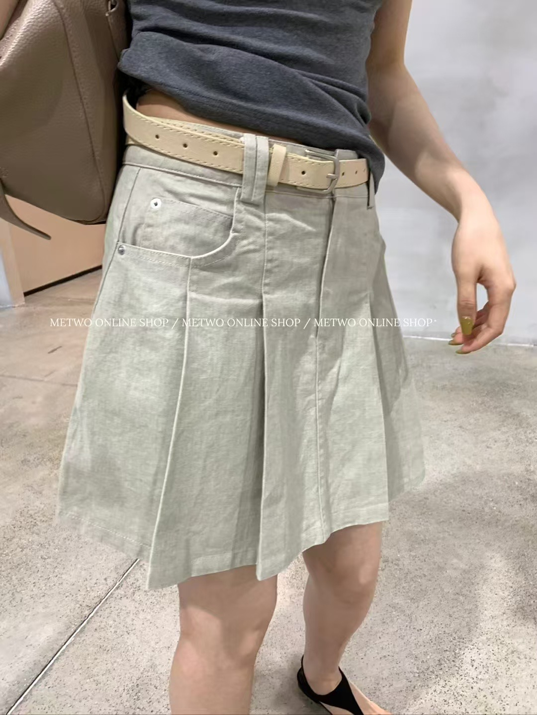 百褶水洗棉短裙12