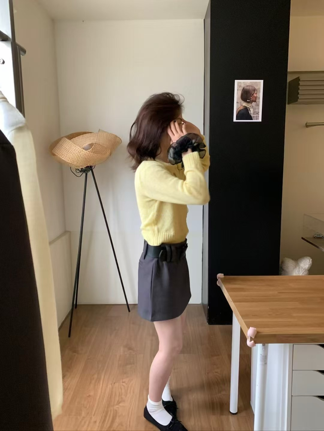 拼紗毛織開衫17