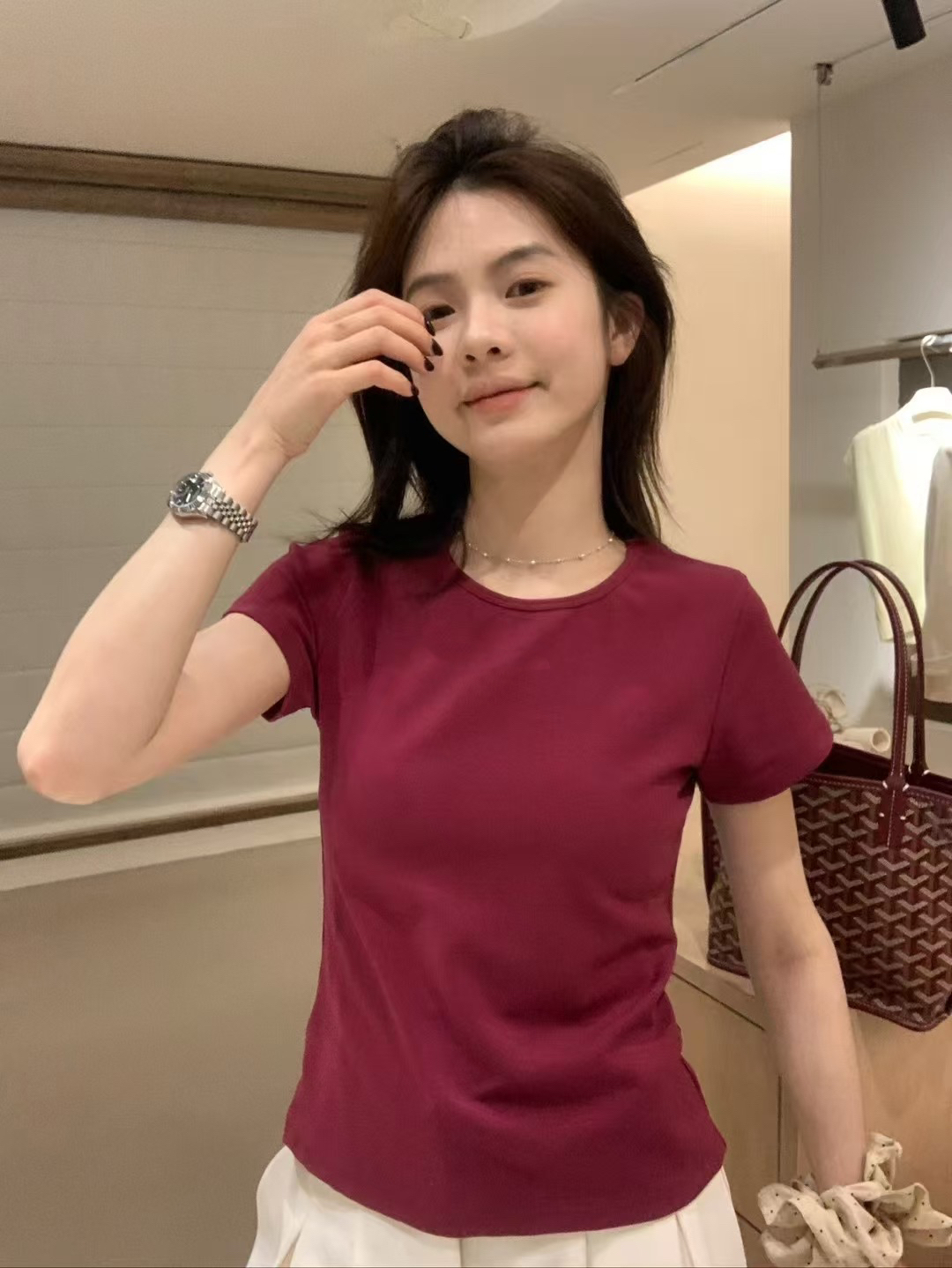 8色！skim*正肩紙片tee8