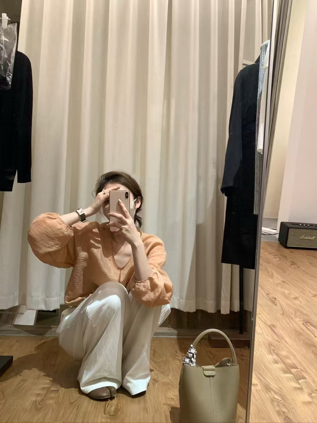 天絲抽繩橘上衣7