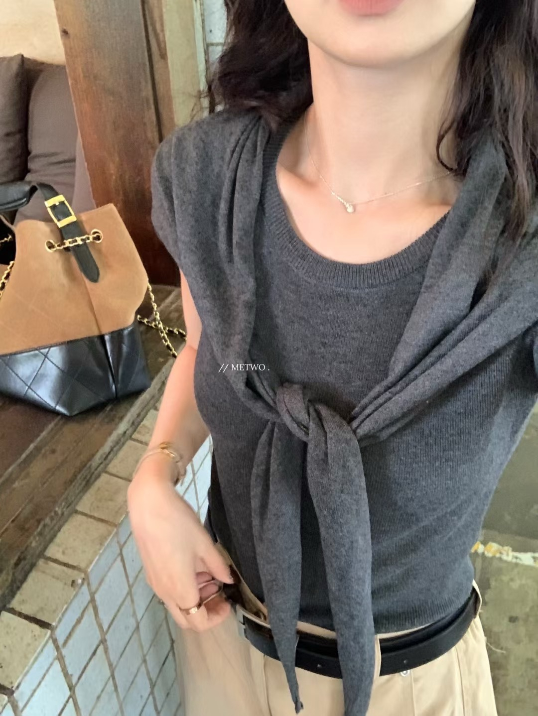 兩件套短袖帶披肩3