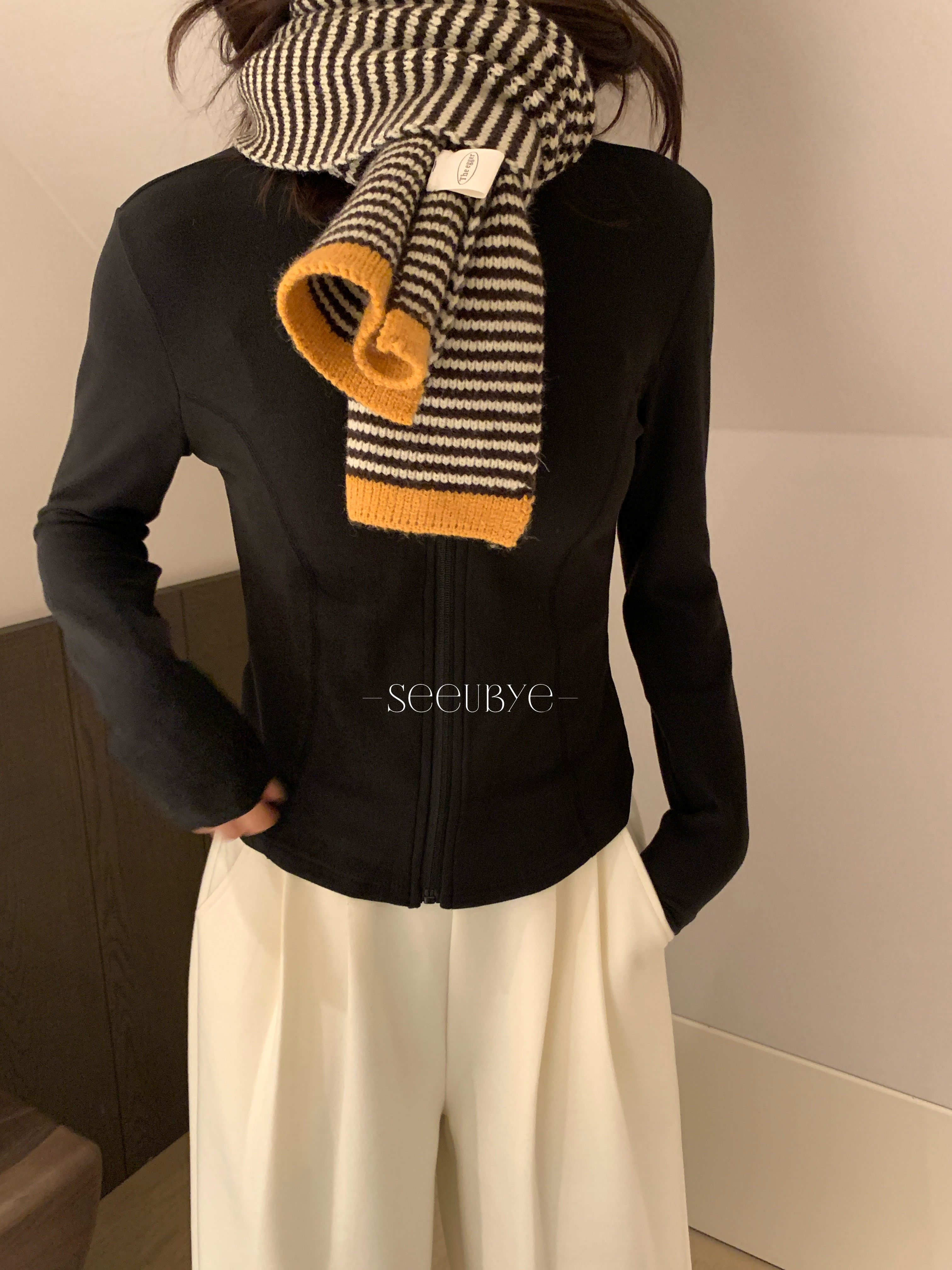 Knittibg wool條紋圍巾2