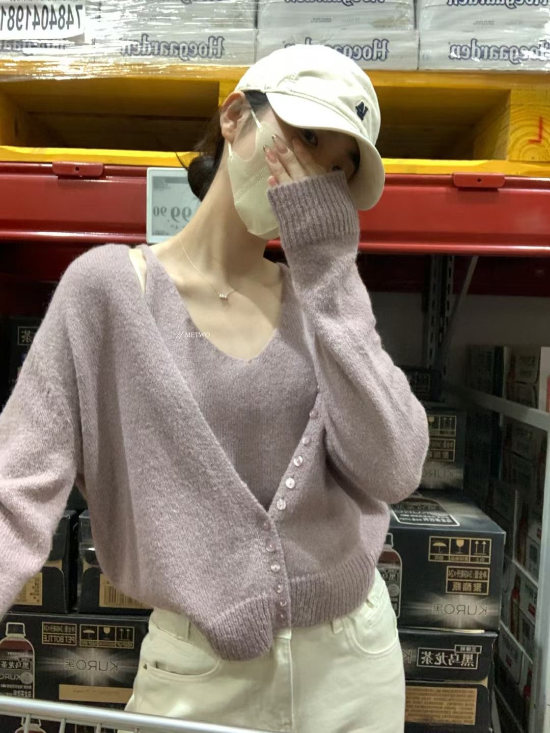 紫色兩件套毛衣1