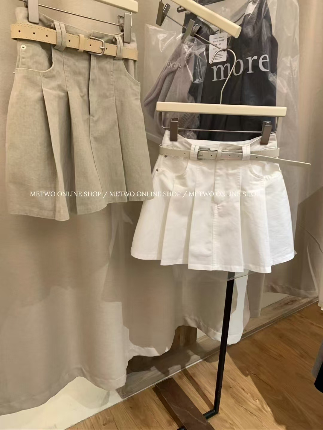 百褶水洗棉短裙2