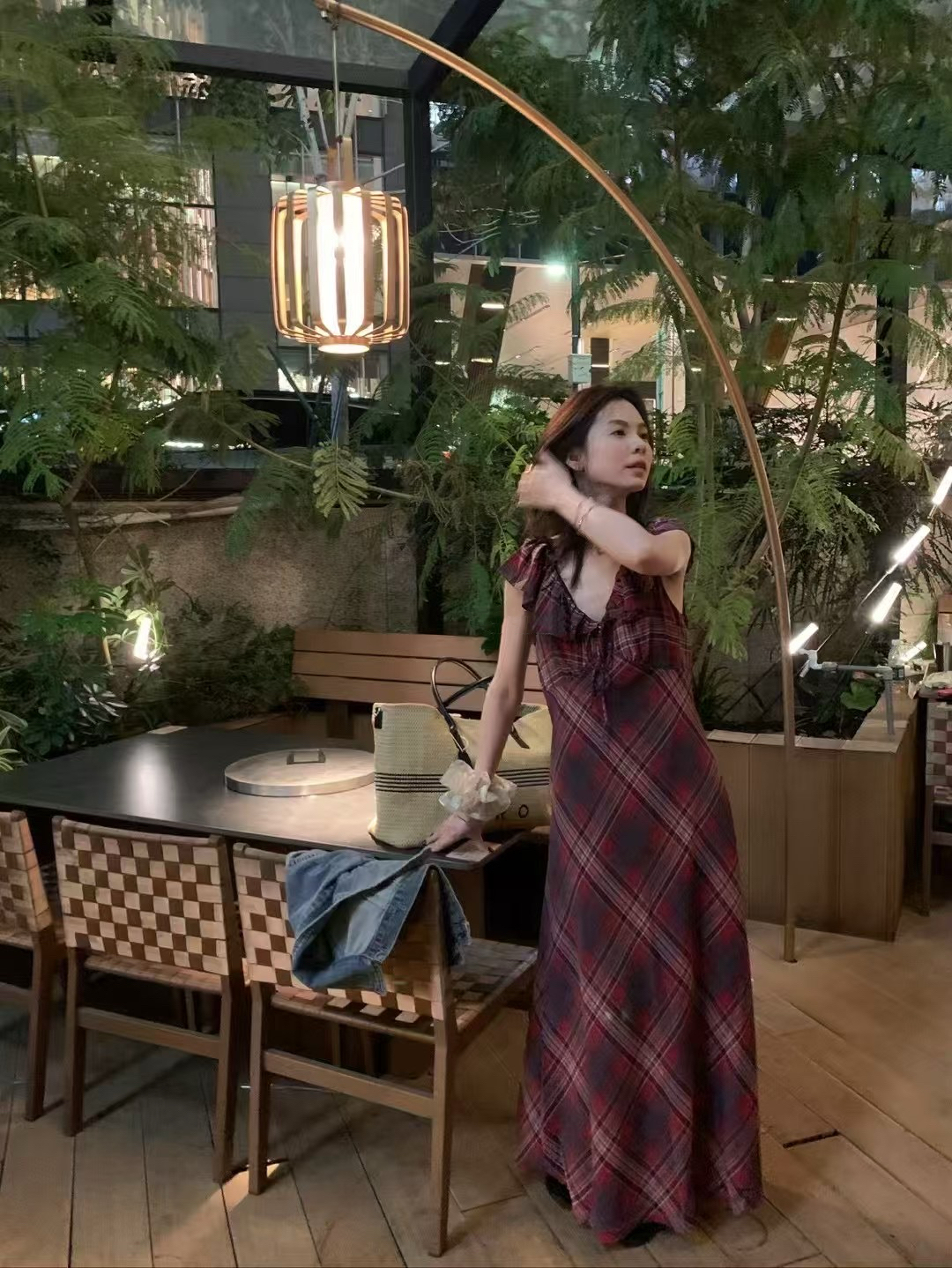 度假格子連衣裙9