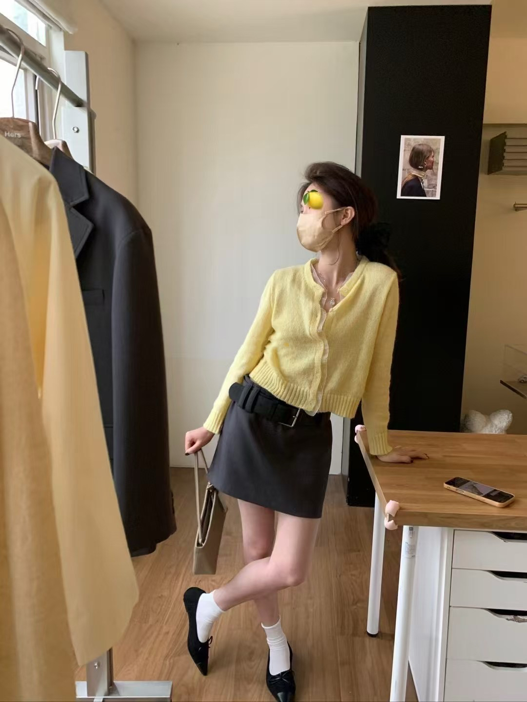 配腰帶西裝短裙2