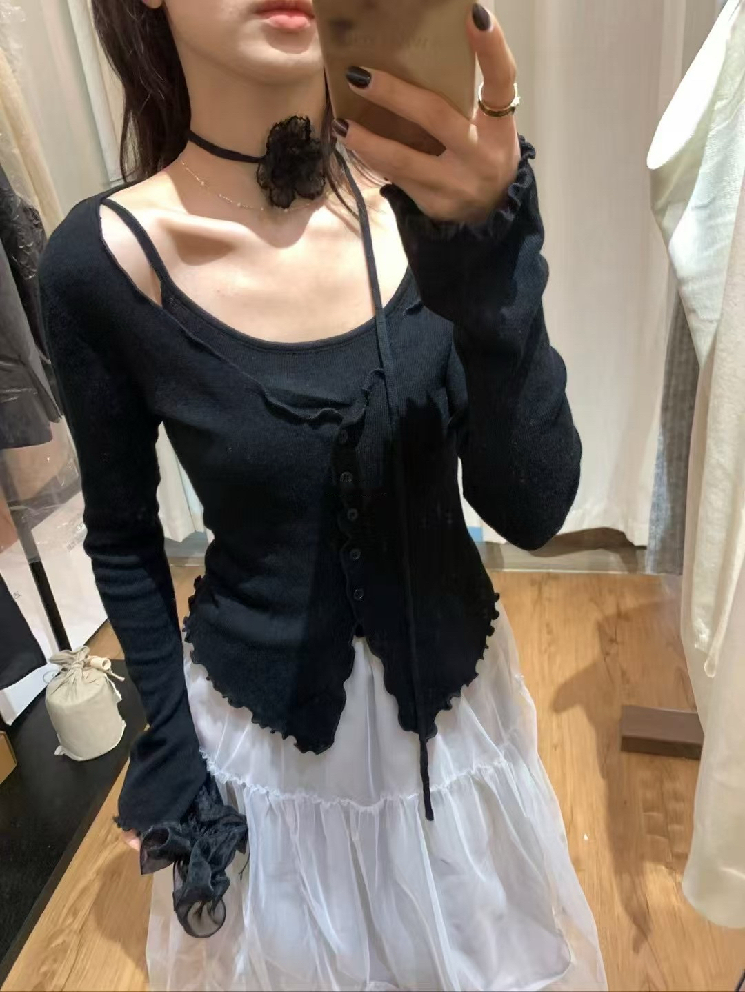 純欲帶花飄帶！針織假兩件6