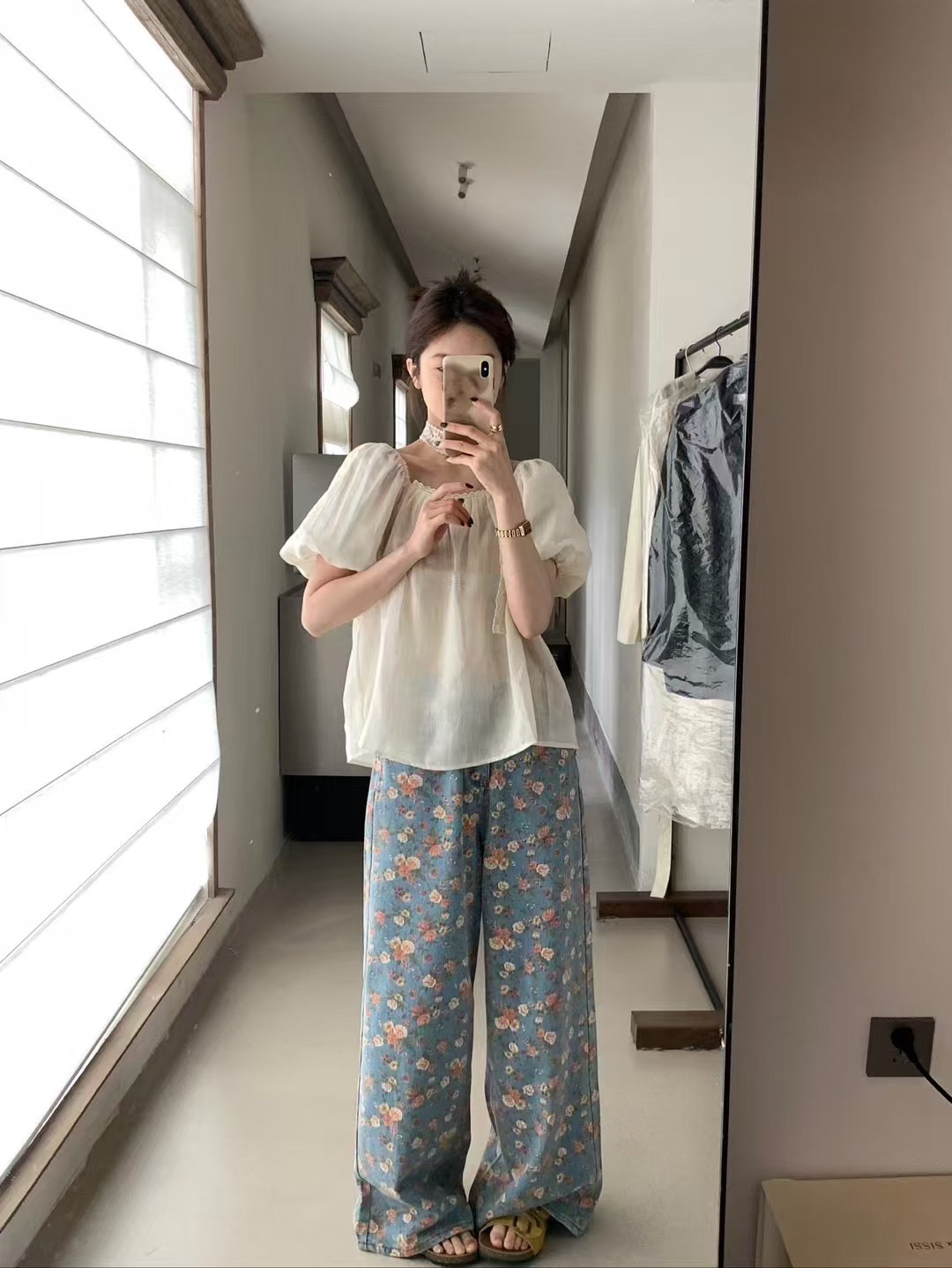 100%亞麻！配飄帶絲巾上衣7