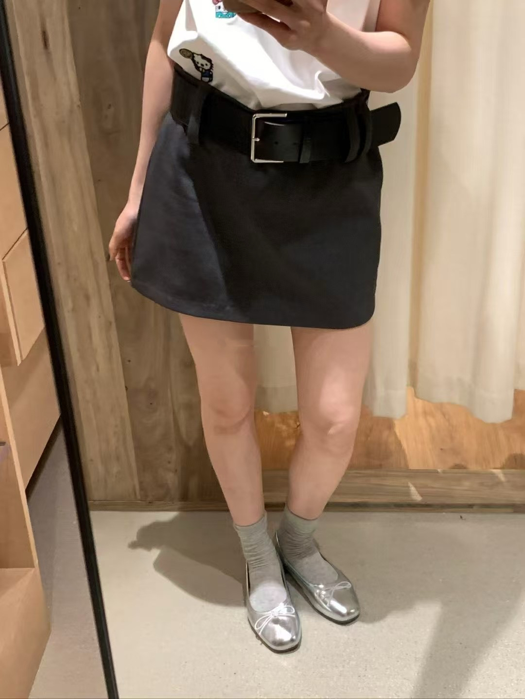 配腰帶西裝短裙3