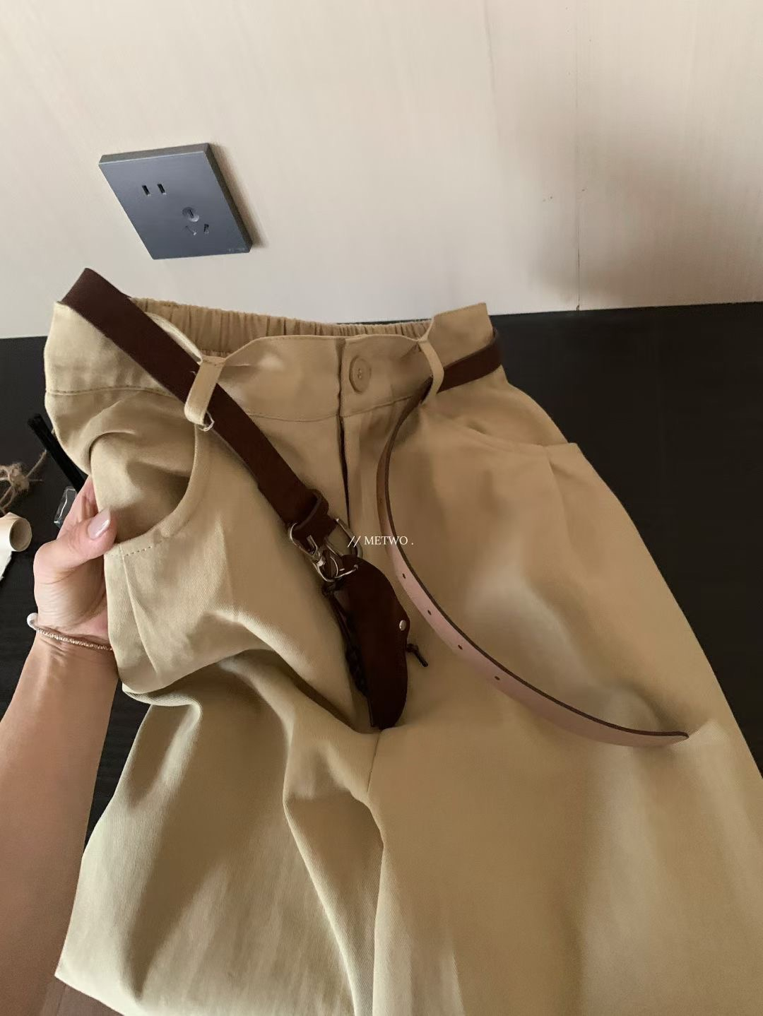 美式卡其皮帶褲7