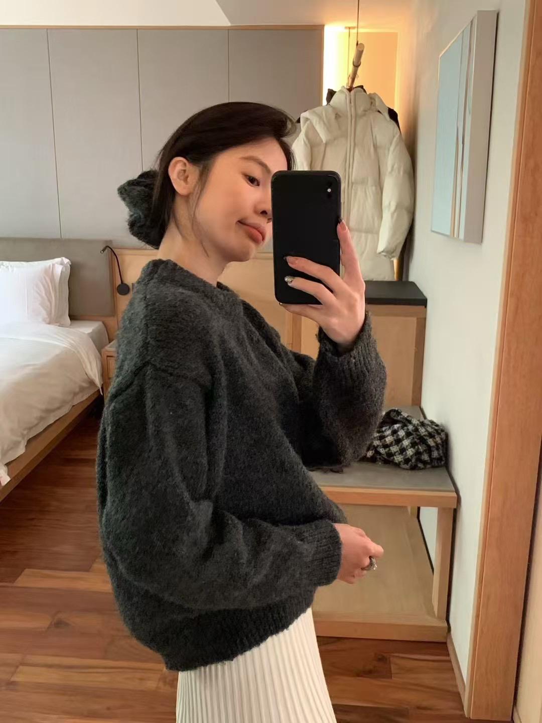 帶髮圈三色毛衣6