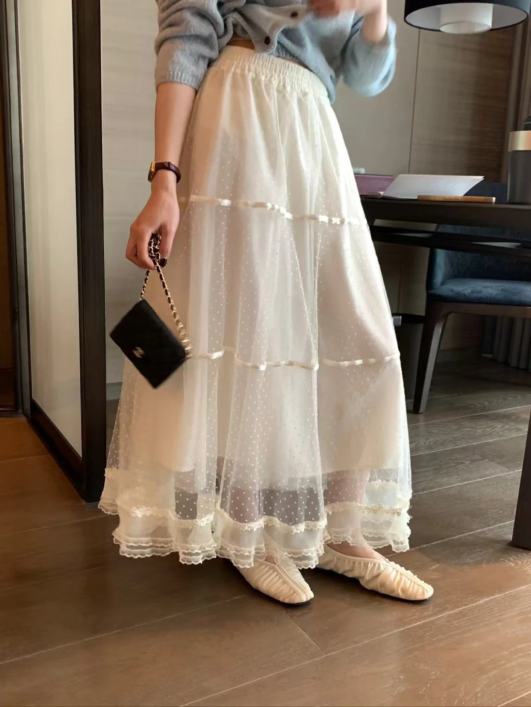蕾絲波點裙1