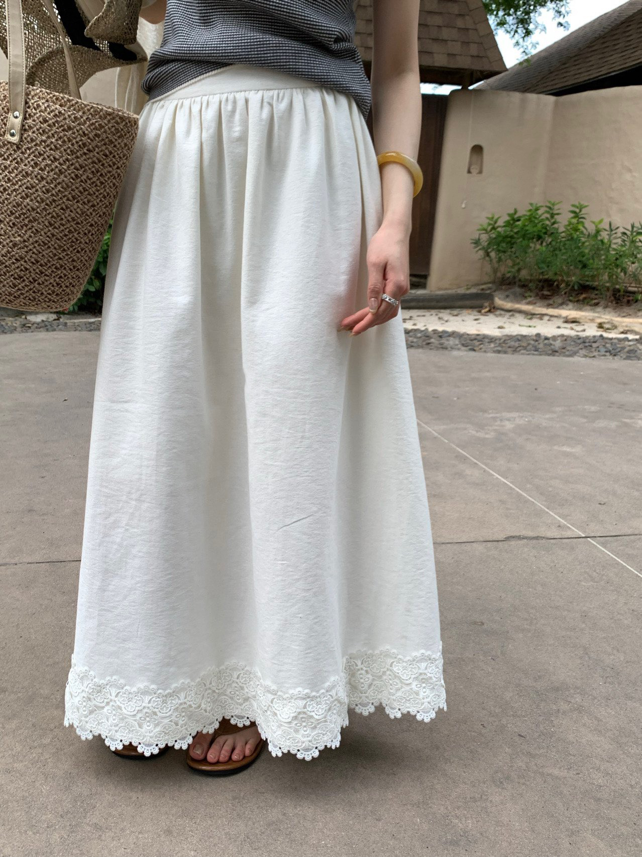 高腰搭了大半期白半裙2