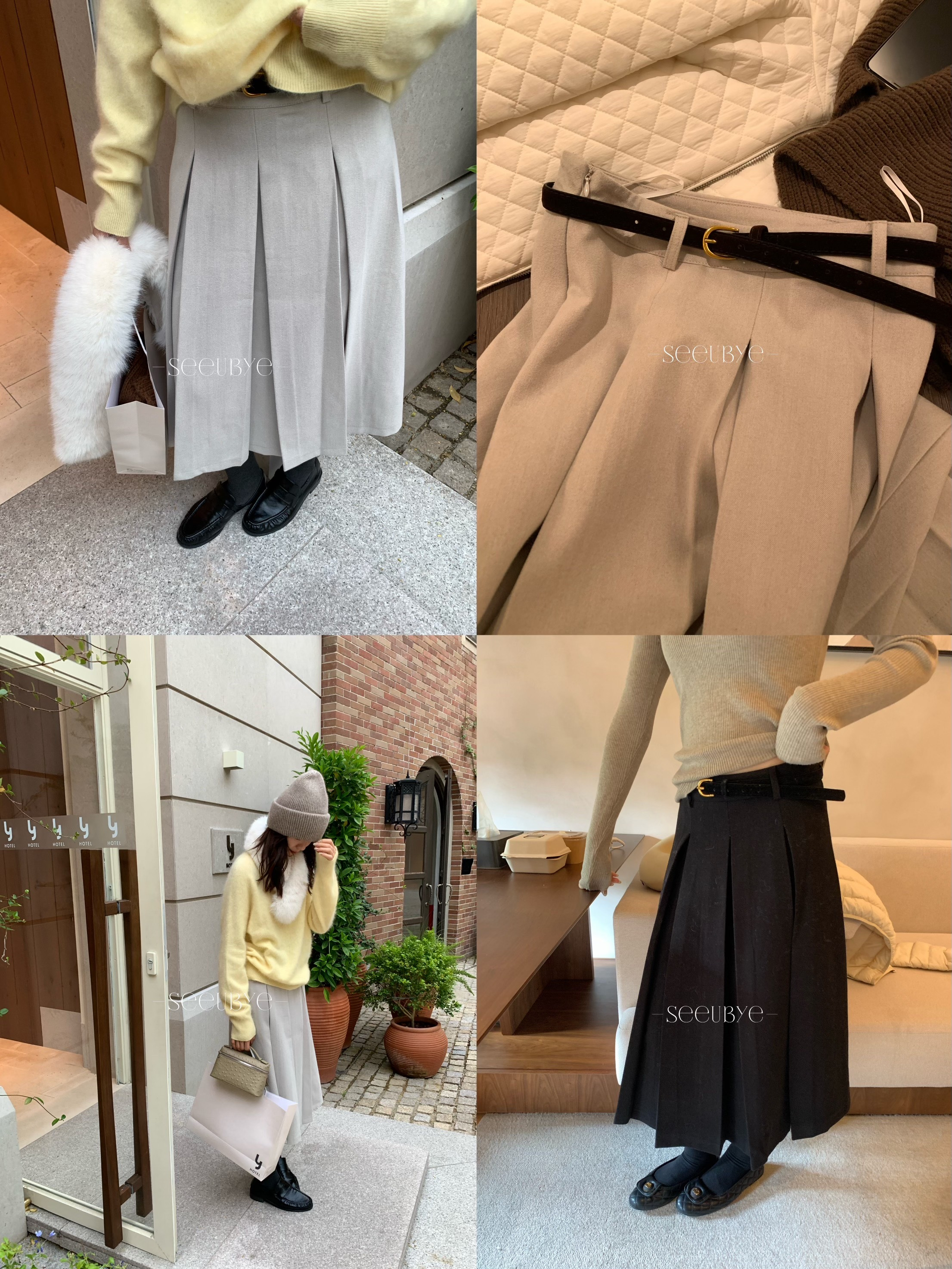 呢子百褶五分群（送腰帶）2