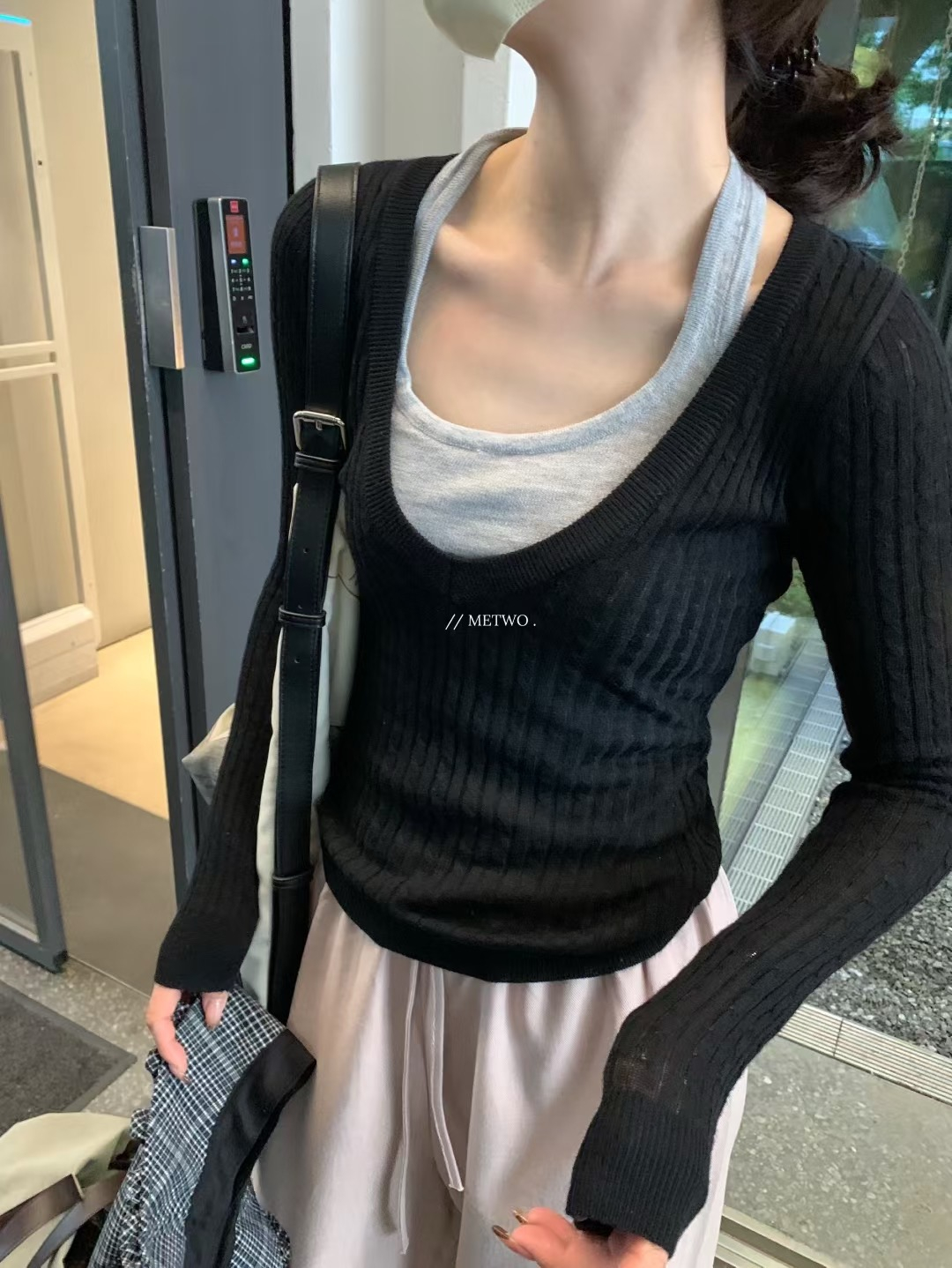 掛脖純欲針織兩件套12