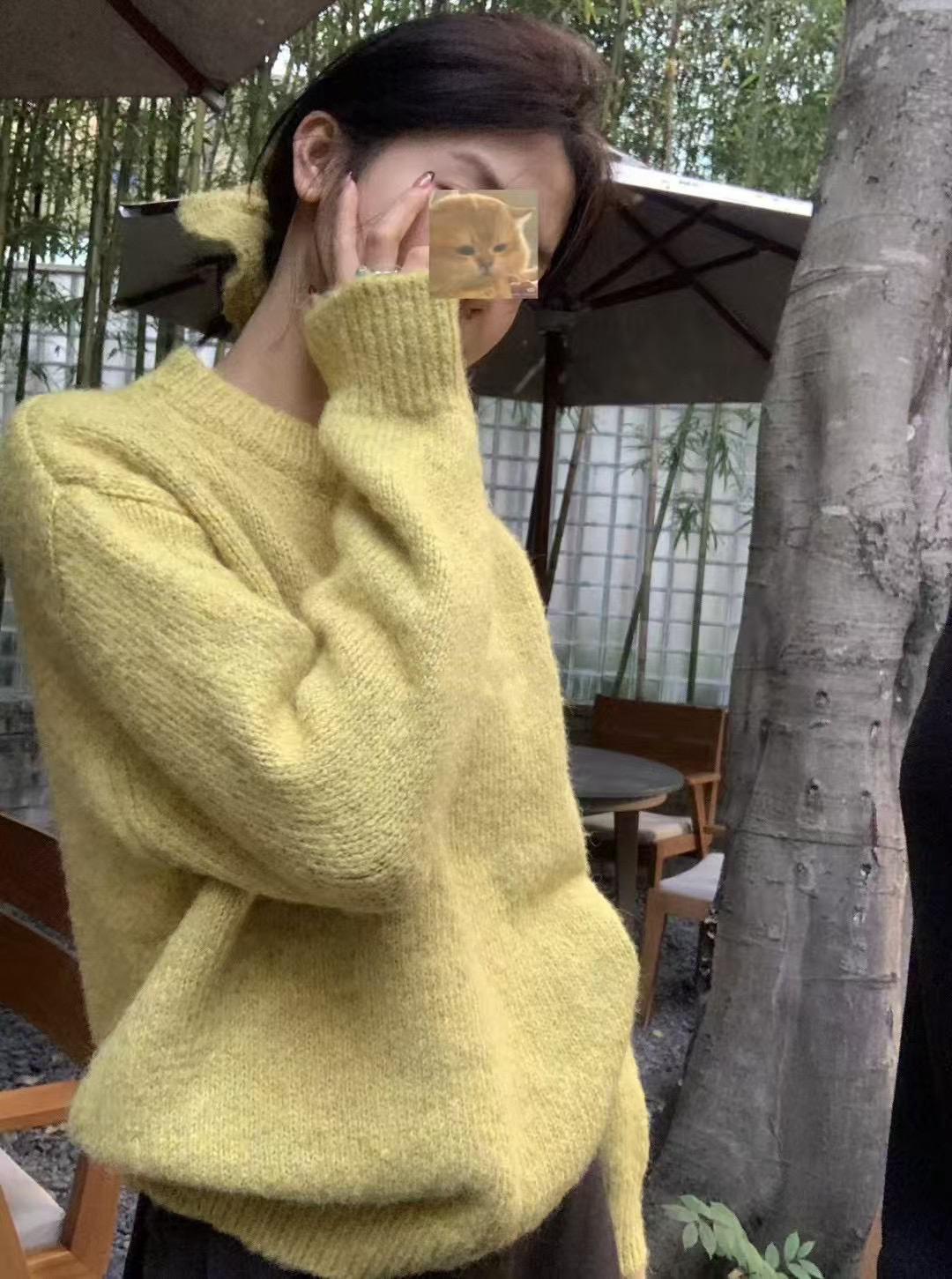 帶髮圈三色毛衣20