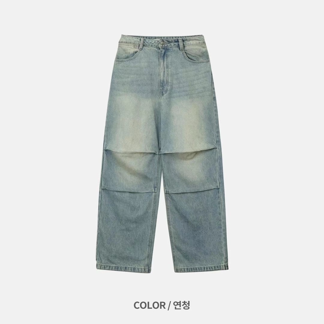 韓國選品｜皺褶刷舊vibe牛仔褲6