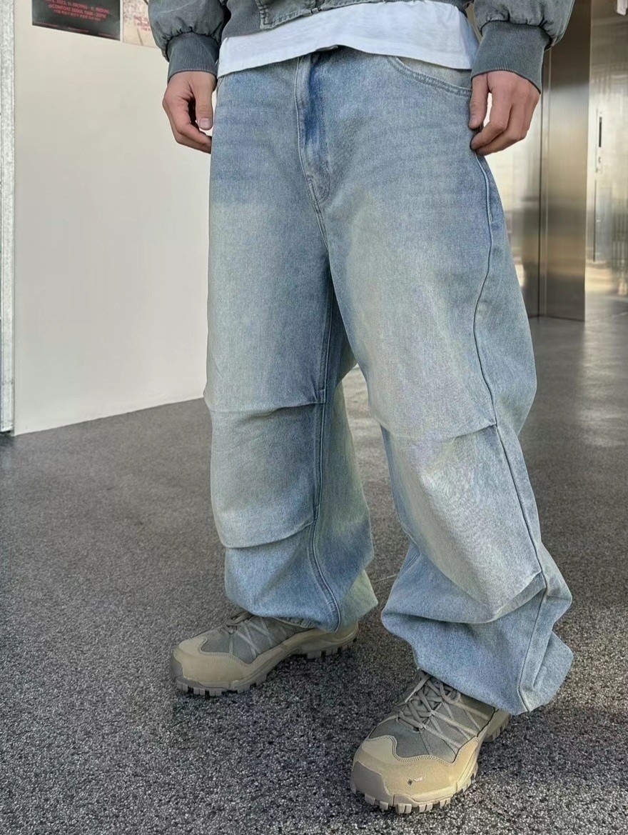 韓國選品｜皺褶刷舊vibe牛仔褲4