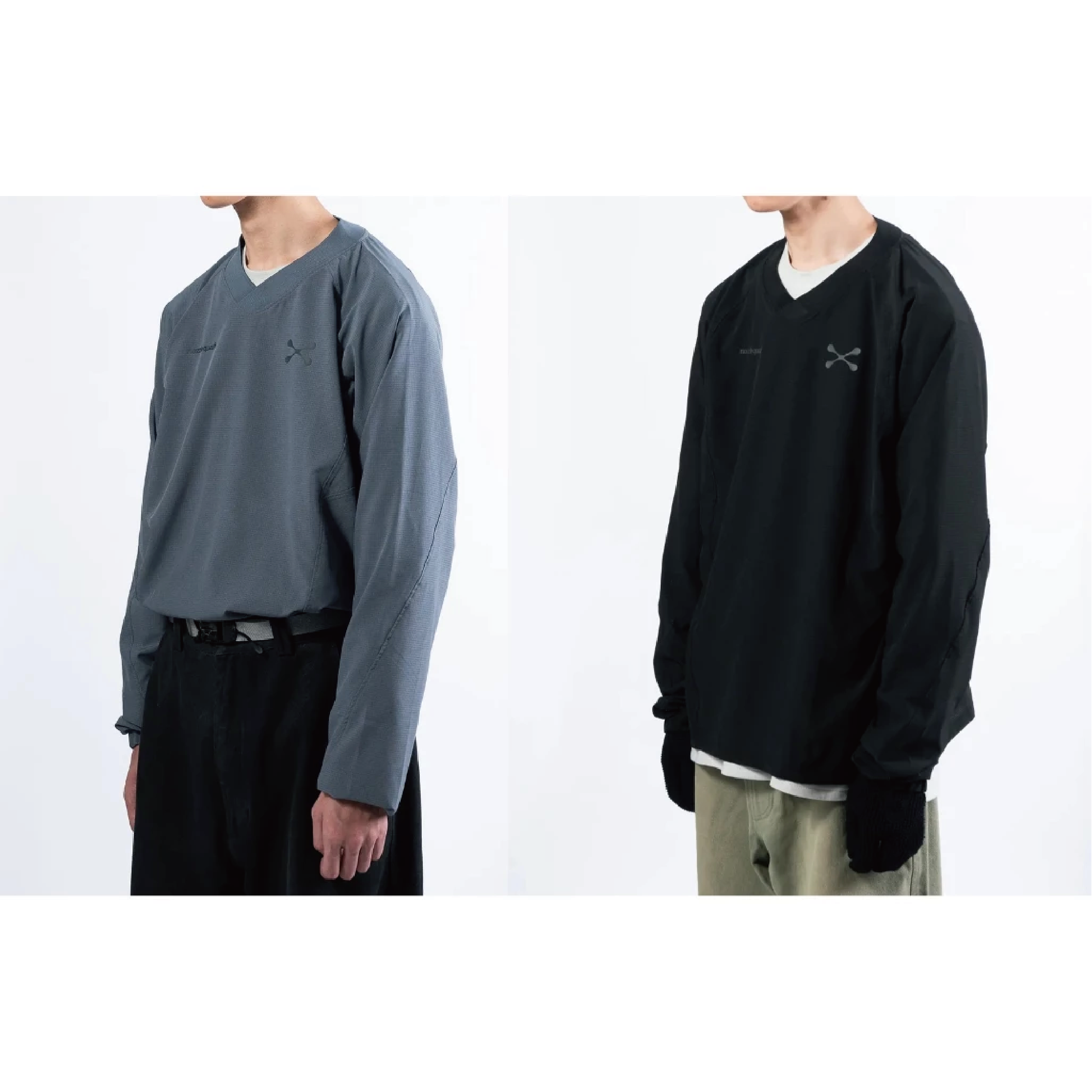 nozzle quiz Solid Football L/S Tee 足球上衣 長袖 異材質拼接 鐵灰 黑色 男女款2