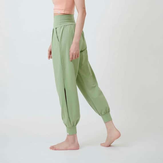 Happy yogi studio 瑜珈側開岔束腳寬褲 開心果綠 HYS002GRN