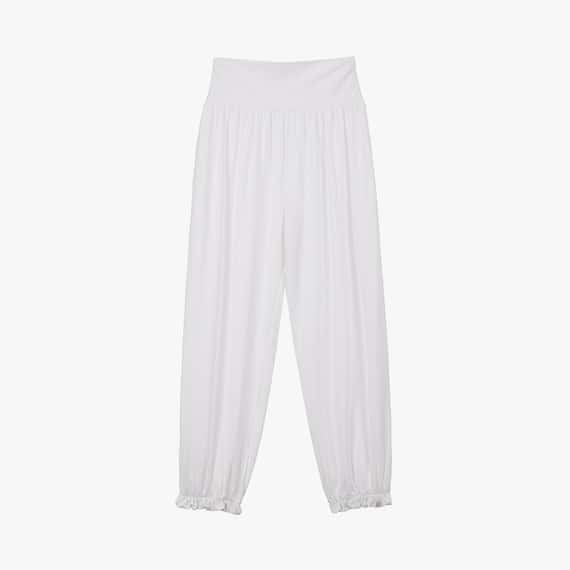 【熱銷補貨】Dhyani 瑜珈寬鬆款花苞束腳褲 白色 CON046WHT