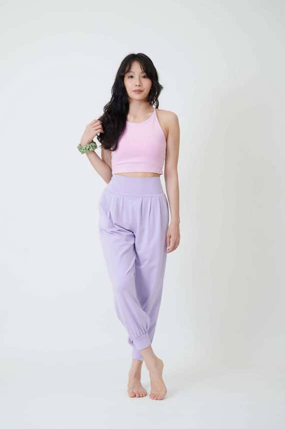 Happy yogi studio 瑜珈側開岔束腳寬褲 薰衣草紫 HYS002LAV