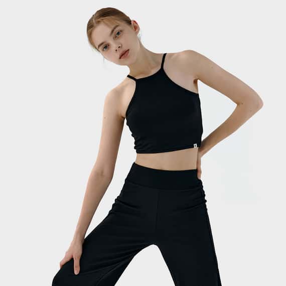 Conchwear 幕斯棉 瑜珈吊帶胸墊短背心 經典黑 CON032BLK