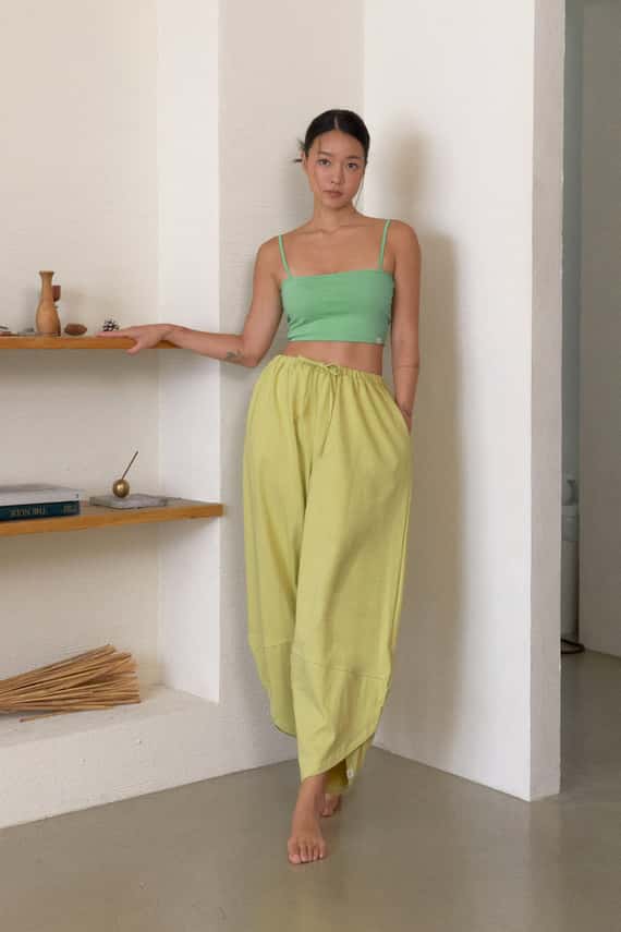 【熱銷補貨】Dhyani 瑜珈闊腿款收腳寬褲 檸檬黃 CON059YEL