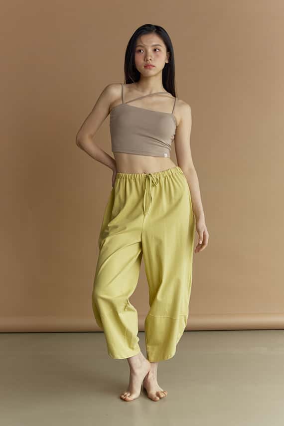 【熱銷補貨】Dhyani 瑜珈闊腿款收腳寬褲 檸檬黃 CON059YEL