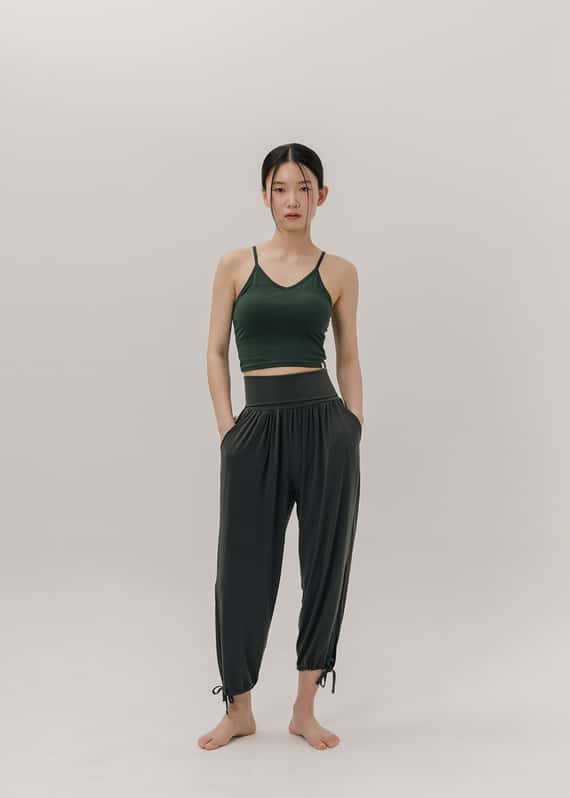 Sohamsoham 瑜珈V領胸墊短背心 深綠 SOH013GRN