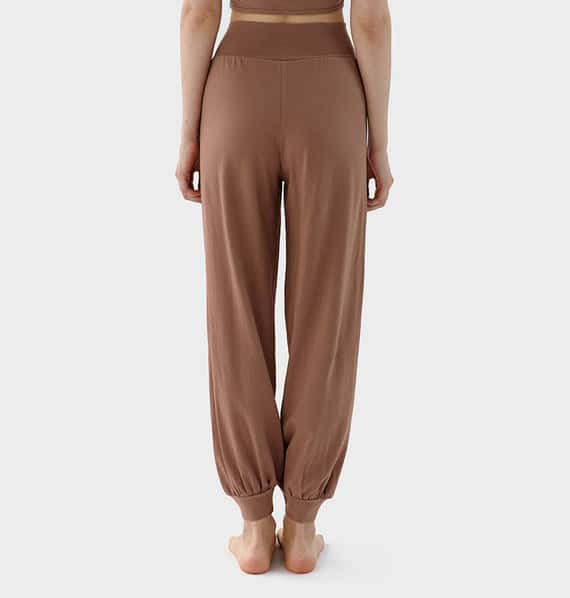 Conchwear 幕斯棉 瑜珈小寬鬆款束腳寬褲 粉磚啡 CON033BRN