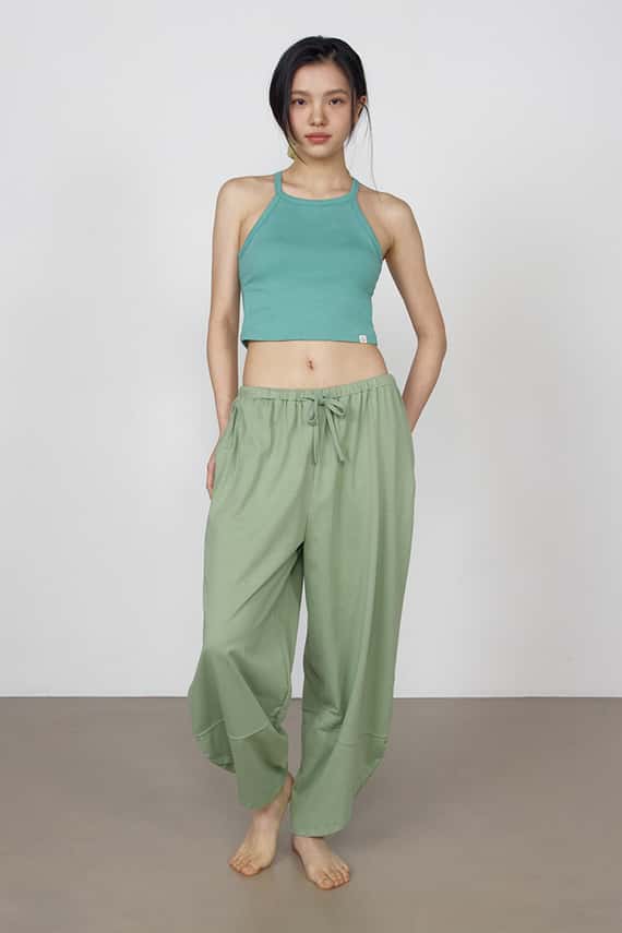 【熱銷補貨】Dhyani 瑜珈闊腿款收腳寬褲 湖水綠 CON059GRN