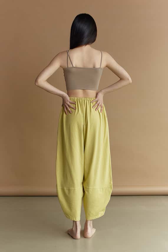 【熱銷補貨】Dhyani 瑜珈闊腿款收腳寬褲 檸檬黃 CON059YEL