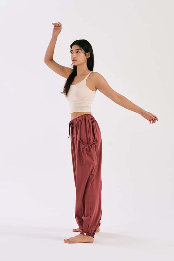Dhyani 雲朵束腳燈籠寬褲 磚紅色 CON131RED