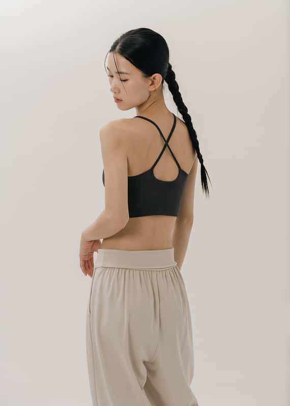 【6色】Sohamsoham 瑜珈抽皺造型胸墊短背心 木炭灰 SOH002CHC