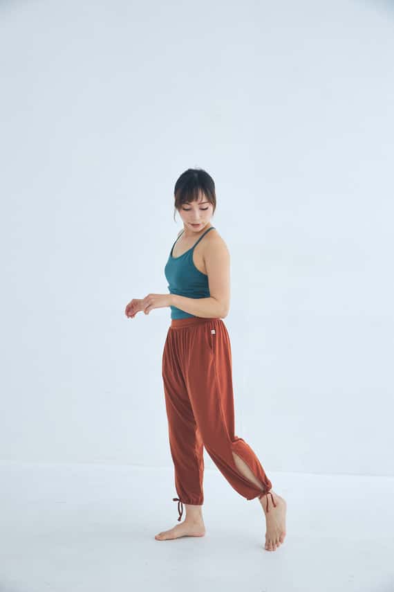 【6色】Sohamsoham 瑜珈側開岔綁帶束腳寬褲 磚紅色 SOH001BRK