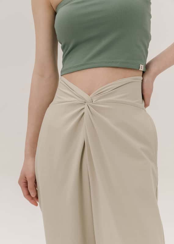 【2色】Sohamsoham 瑜珈扭結直筒收腳褲 象牙白 SOH004IVY