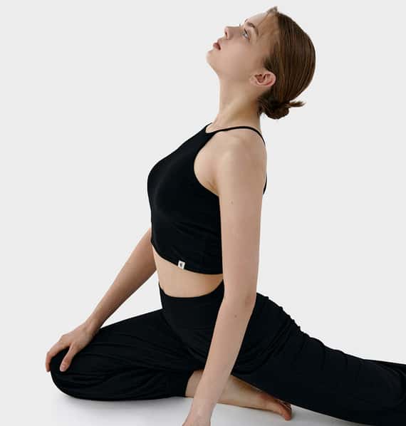 Conchwear 幕斯棉 瑜珈吊帶胸墊短背心 經典黑 CON032BLK