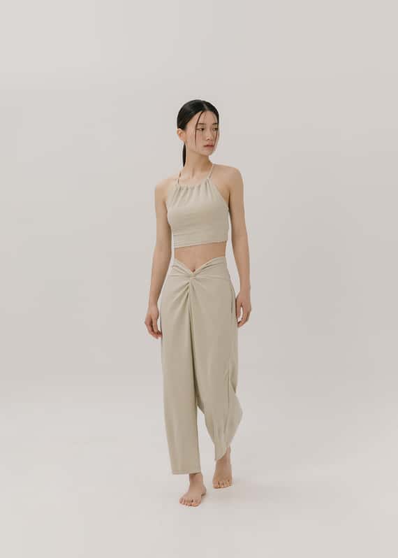 【2色】Sohamsoham 瑜珈扭結直筒收腳褲 象牙白 SOH004IVY