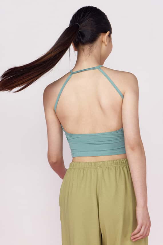 【熱銷補貨】Dhyani 瑜珈前交叉胸墊短背心 長青綠 CON065EGN