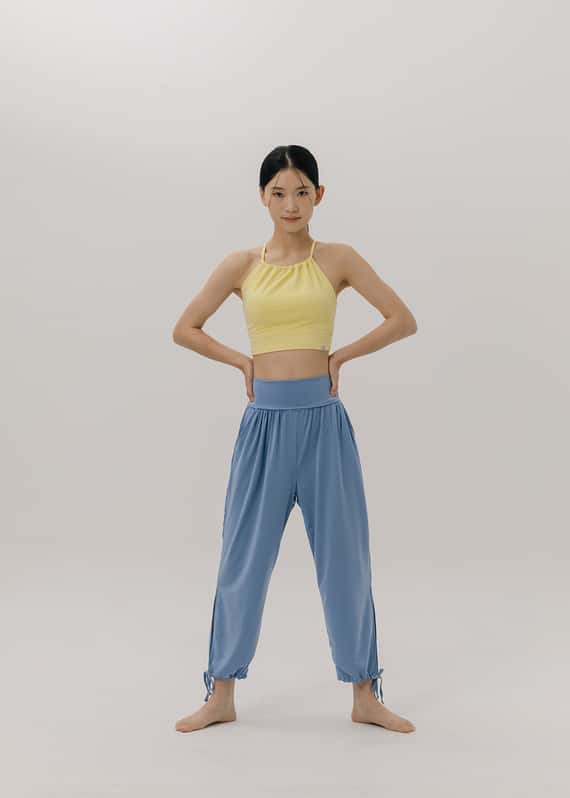 【6色】Sohamsoham 瑜珈抽皺造型胸墊短背心 黃色 SOH002YEL