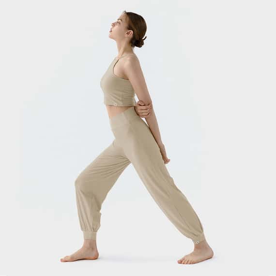 Conchwear 幕斯棉 瑜珈小寬鬆款束腳寬褲 珍珠種子白 CON033IVY