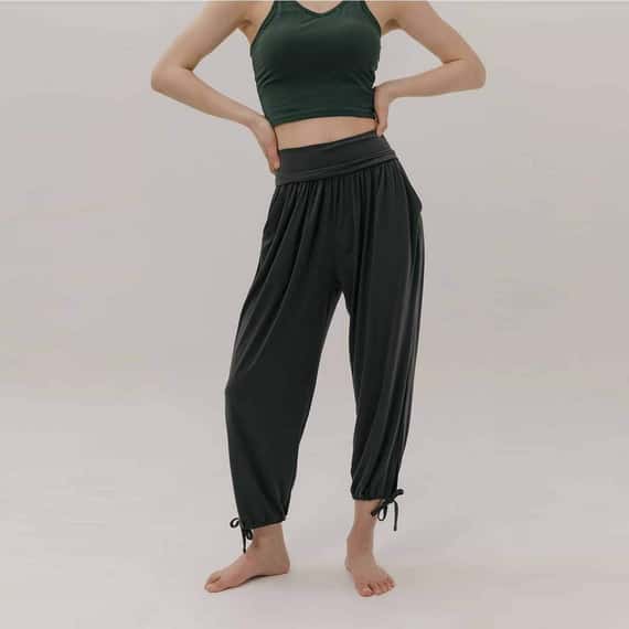 【6色】Sohamsoham 瑜珈側開岔綁帶束腳寬褲 木炭灰 SOH001CHC