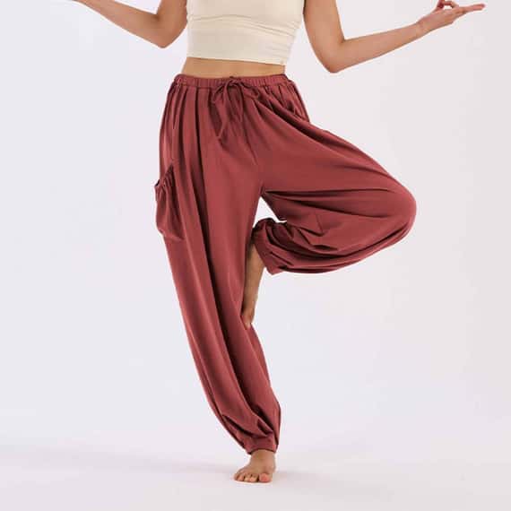 Dhyani 雲朵束腳燈籠寬褲 磚紅色 CON131RED