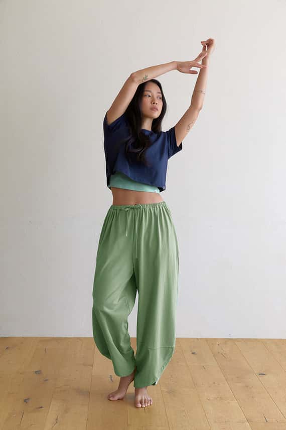 【熱銷補貨】Dhyani 瑜珈闊腿款收腳寬褲 湖水綠 CON059GRN